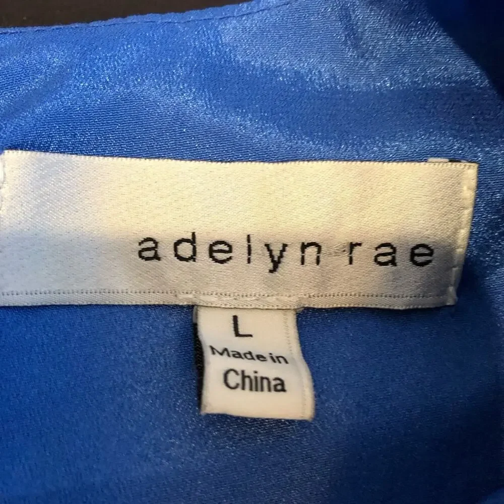 Adelyn Rae bright blue leopard print side drape dress size Large